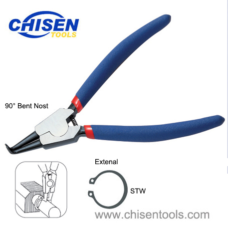 Circlip Pliers for External Circlips, Bent Nose