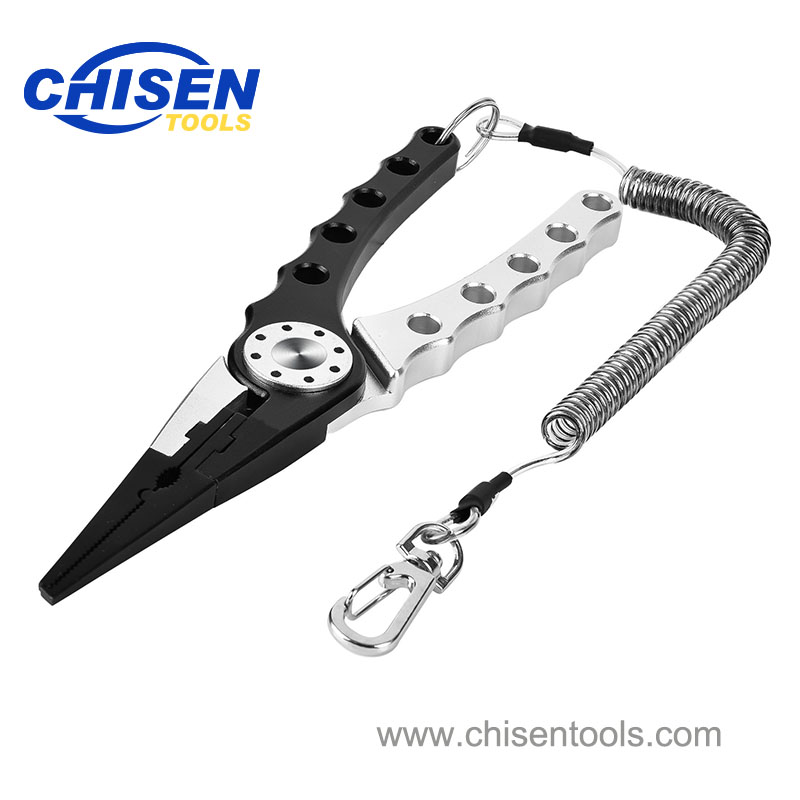 Black Silver Aluminum Fishing Pliers