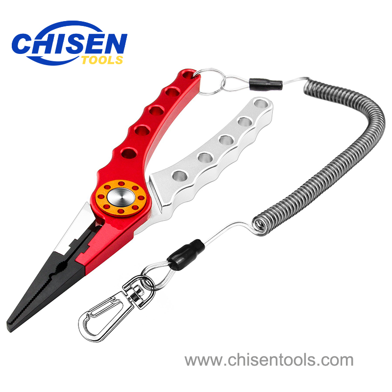 Red Silver Aluminum Fishing Pliers