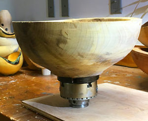 Bowl Chuck and Bowl Removed From Lathe