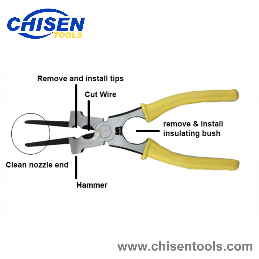 Yellow grips MIG welding pleirs' Features