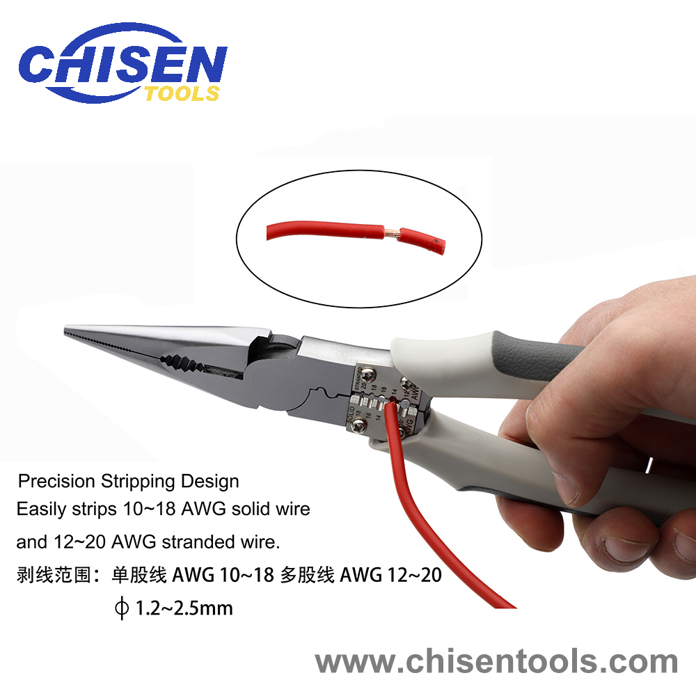 Multi-use Long Nose Pliers' Stripping Function