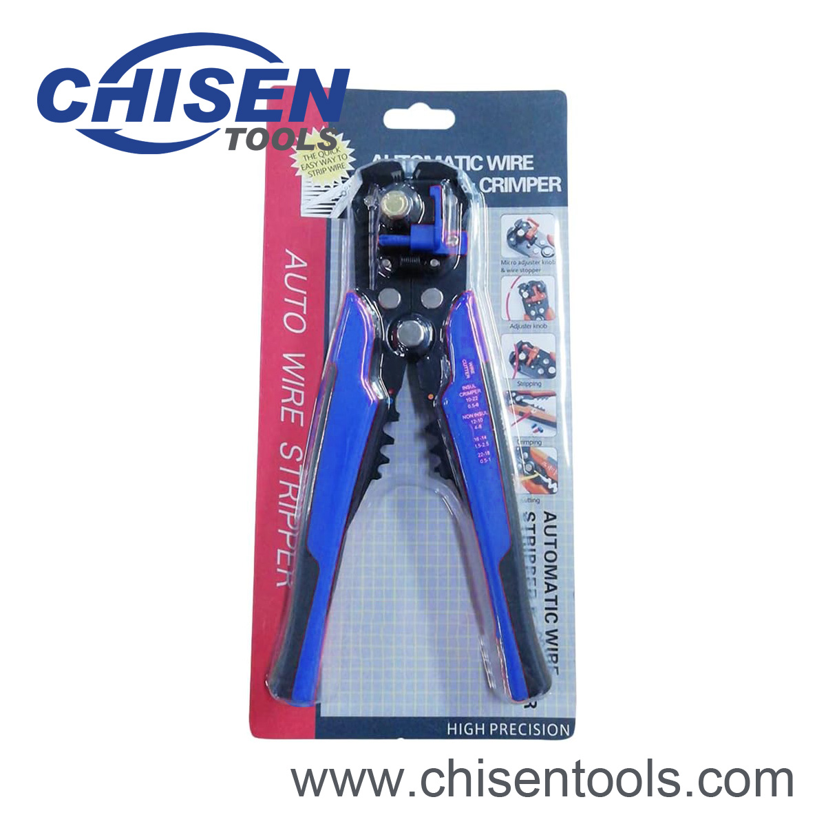 Ajustable Automatic Wire Stripper packed in Blister Card Packaging